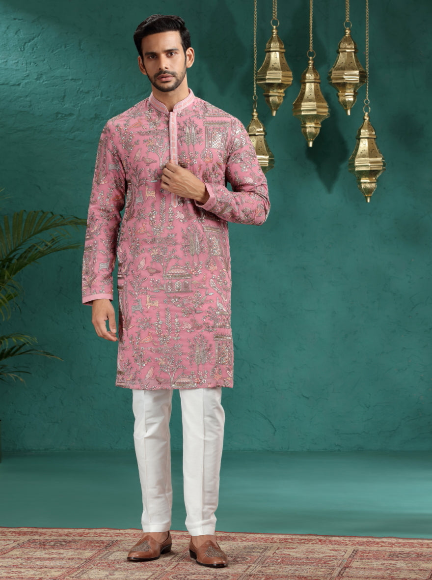 Pink Printed Kurta Pajama | TULA