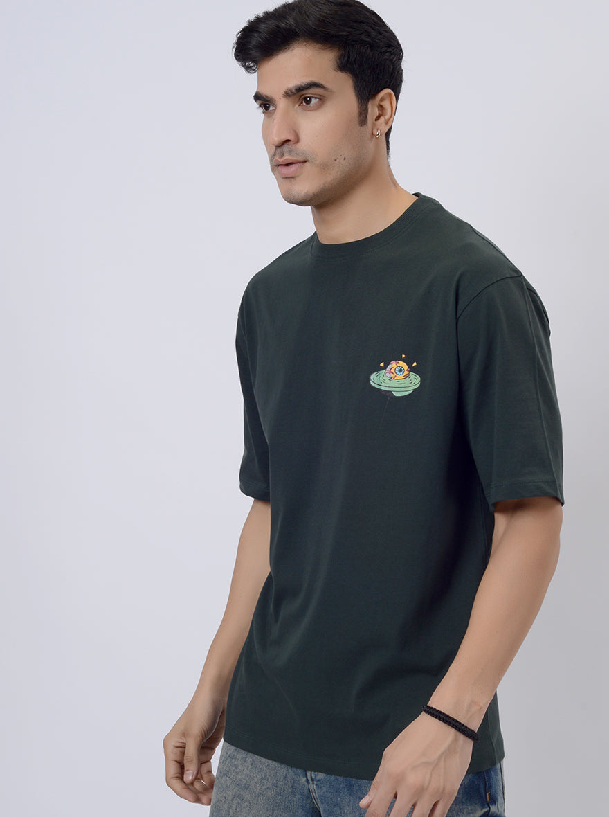 Green Printed Relax Fit Oversized T-Shirt | JadeBlue