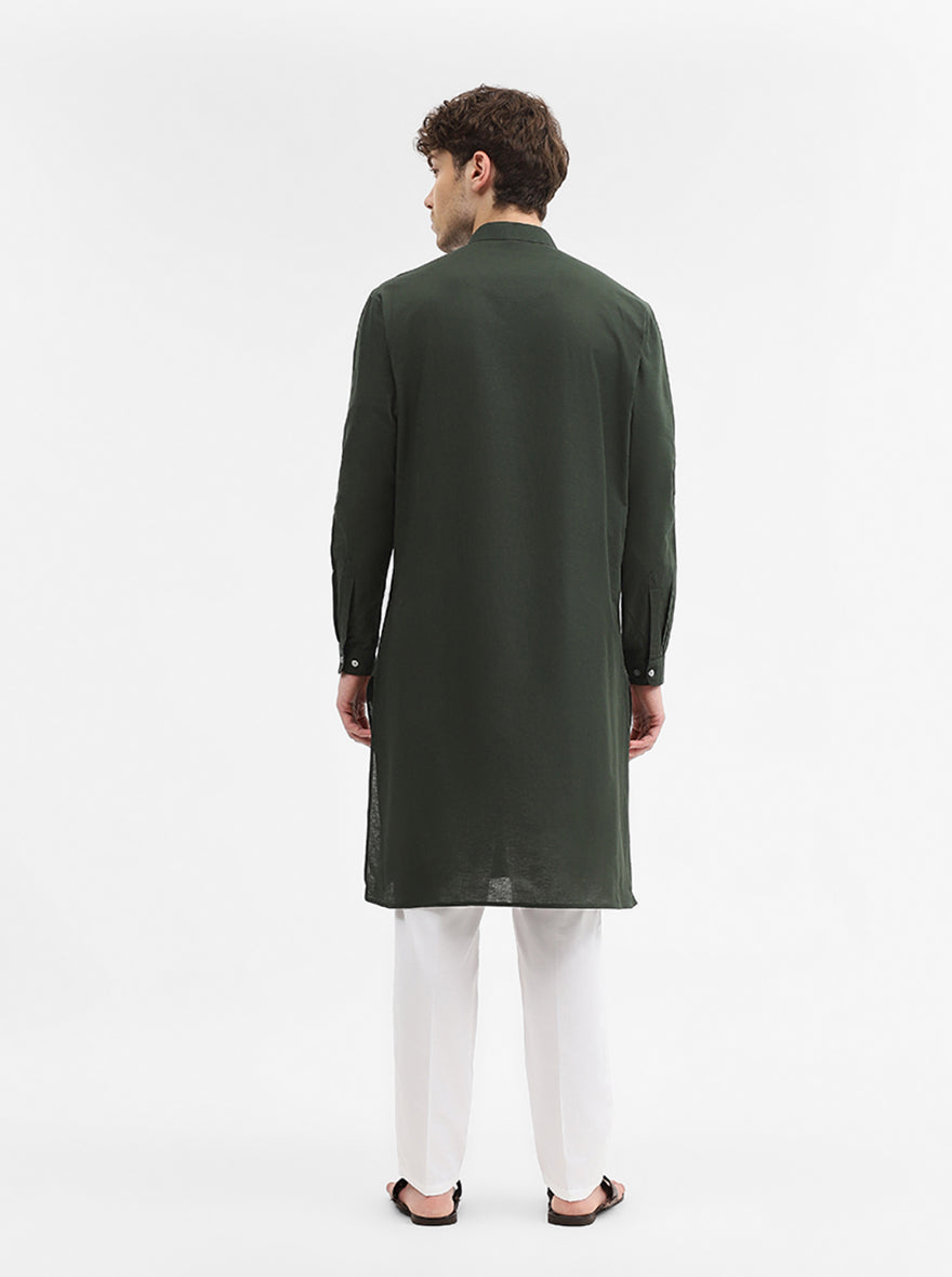 Green Solid Modi Kurta | JadeBlue