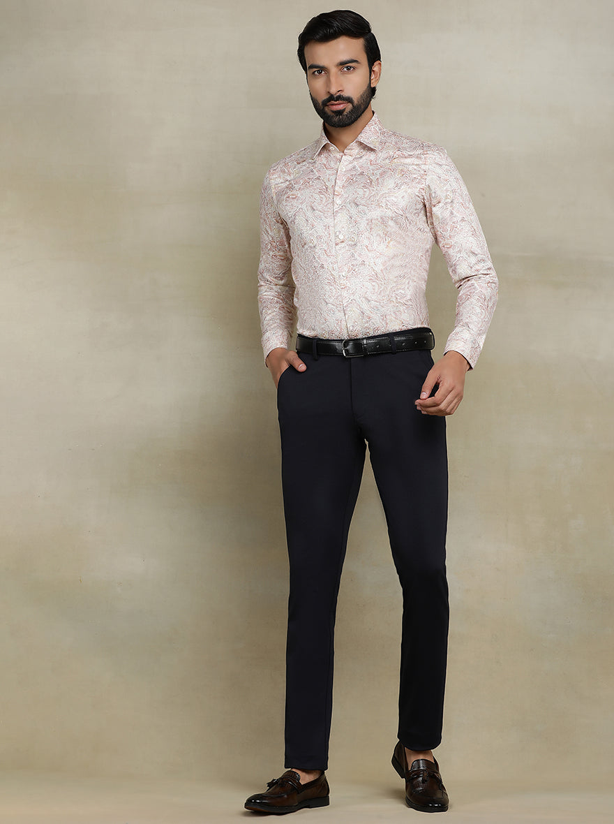 Dusty Pink Printed Slim fit Party Wear Shirt | JB Studio