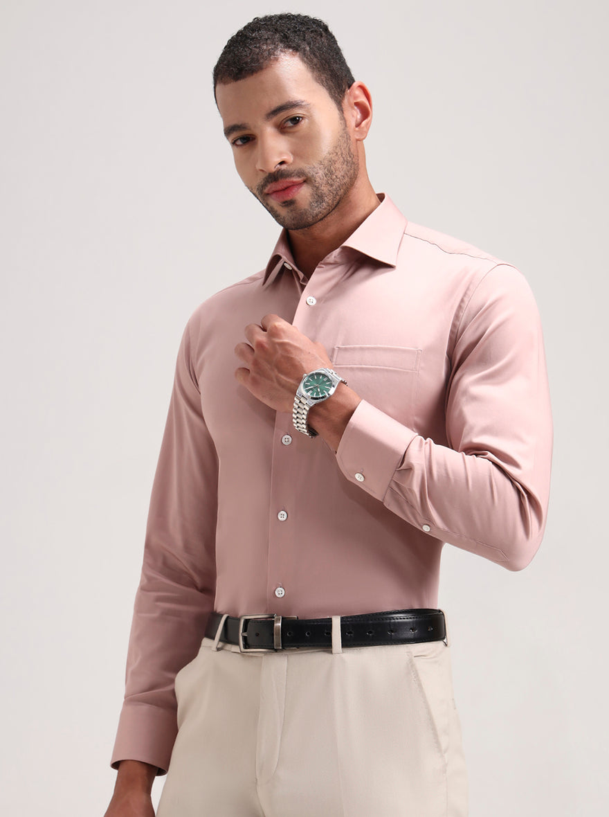 Dark Pink Solid Slim Fit Formal Shirt | JadeBlue Super Luxe