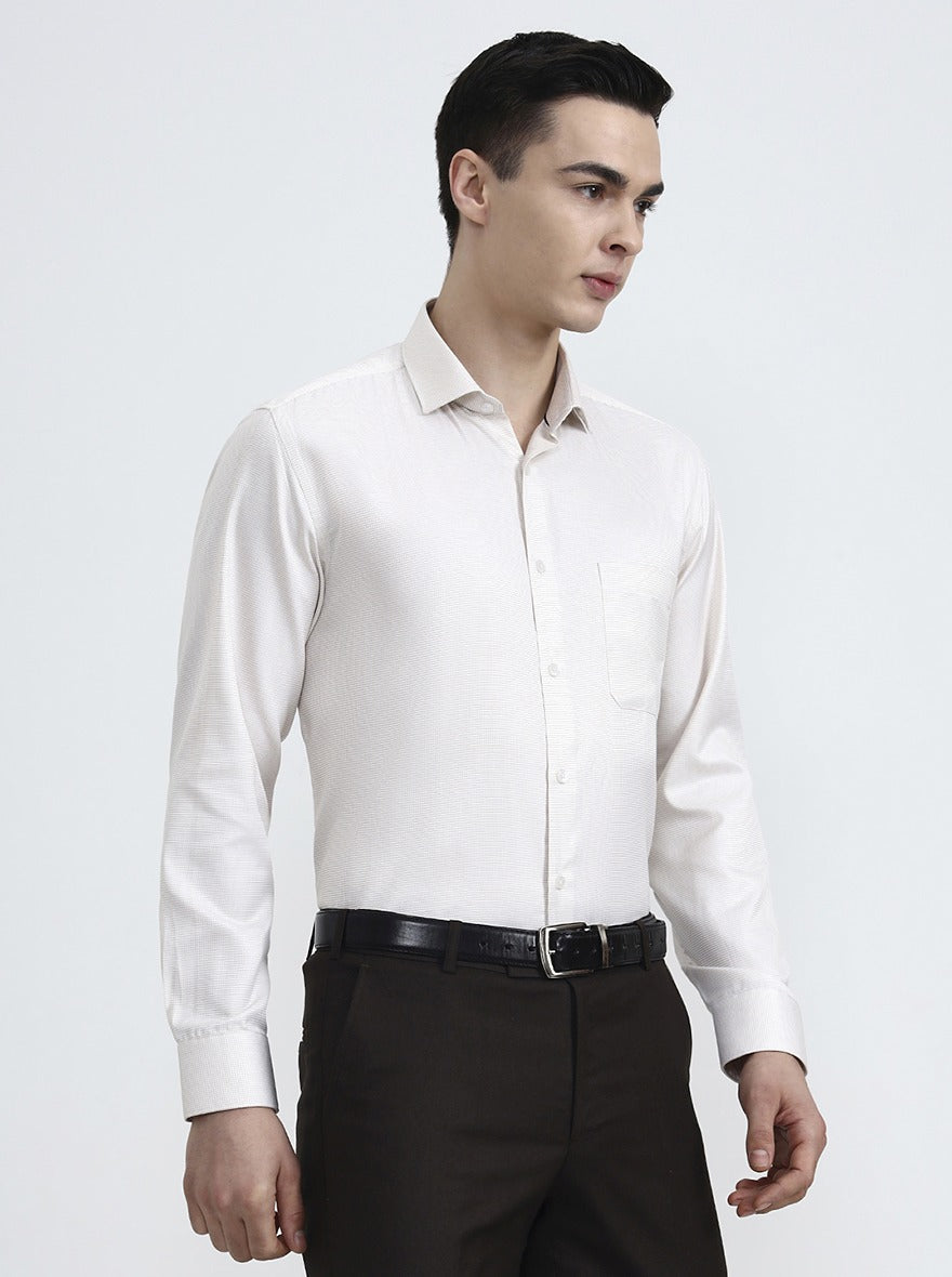 Yellow & White Solid Regular Fit Formal Shirt | Greenfibre