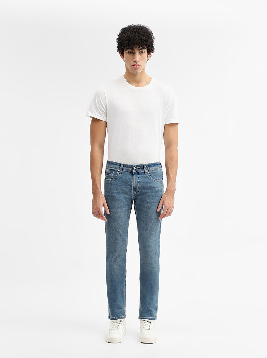 Sky Blue Indigo Washed Narrow Fit Jeans | Greenfibre