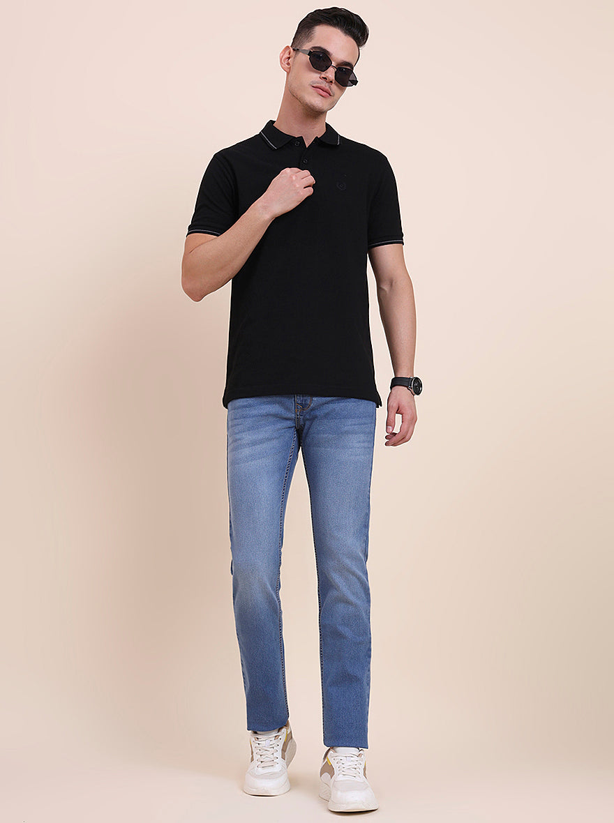 River Indigo Blue Solid Narrow Fit Jeans | Greenfibre