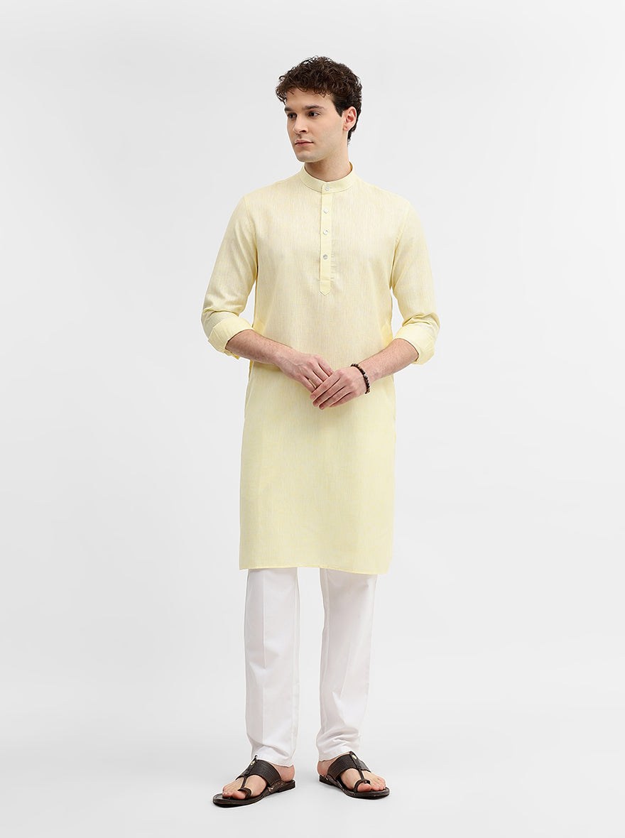 Yellow Solid Modi Kurta | JadeBlue