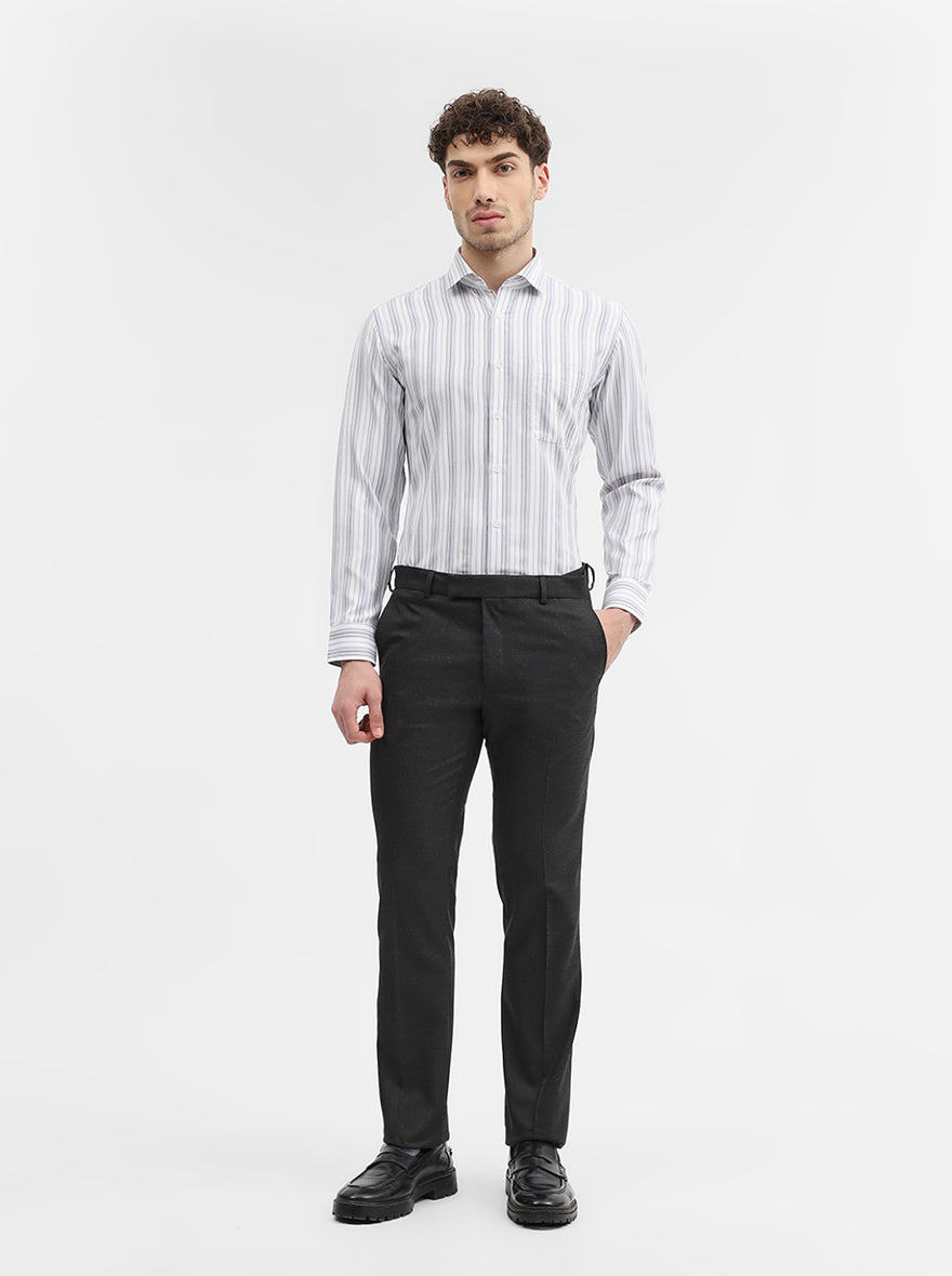 Charcoal Grey Solid Slim Fit Formal Trouser | Greenfibre