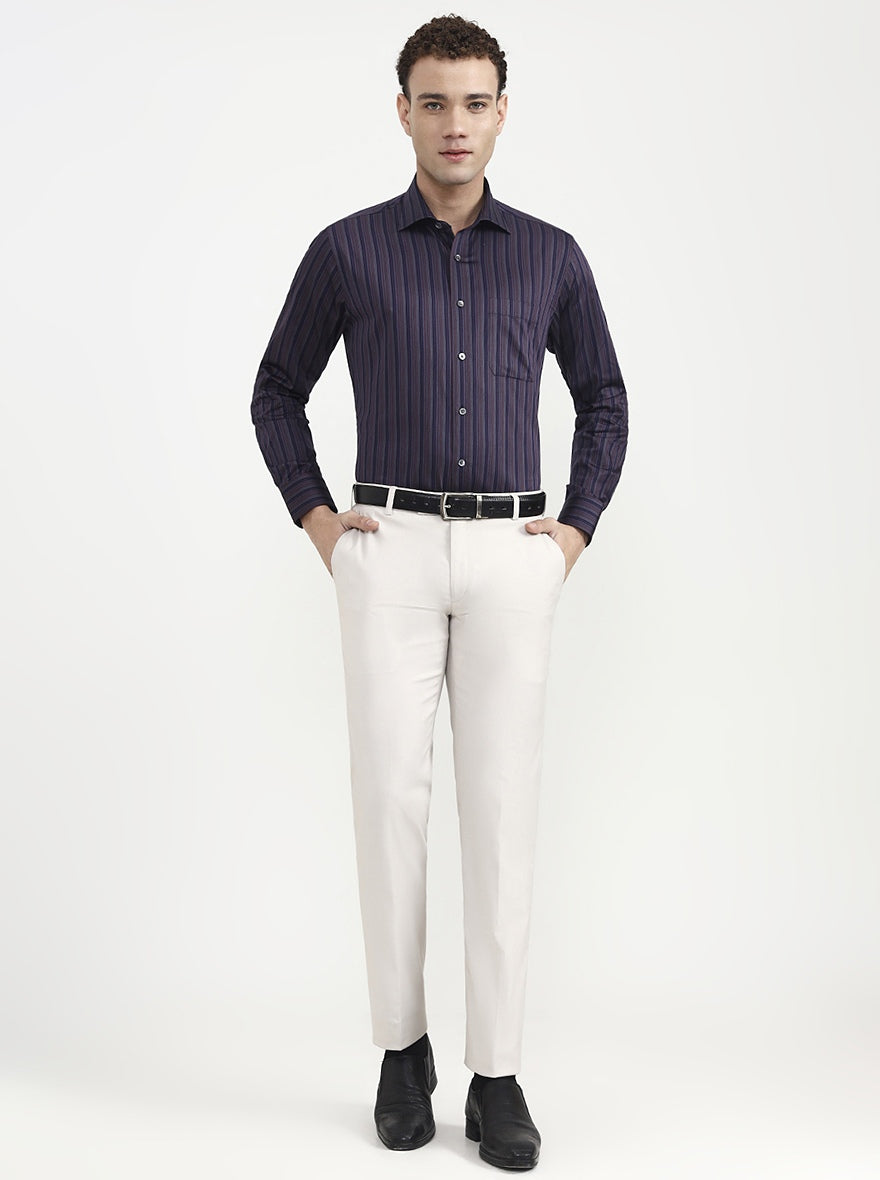 Blue Striped Slim Fit Formal Shirt | JadeBlue Super Luxe