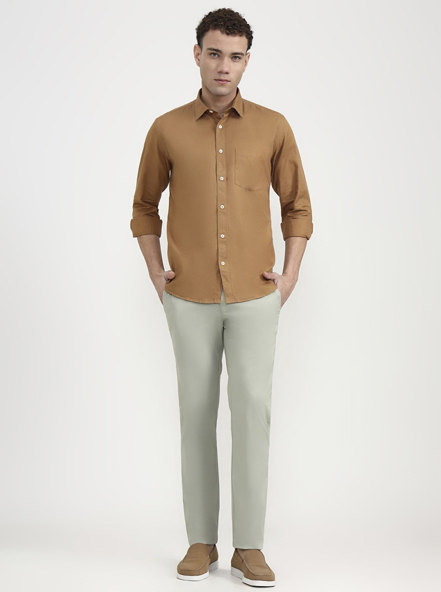 Pista Green Solid Super Slim Fit Casual Trouser | Greenfibre