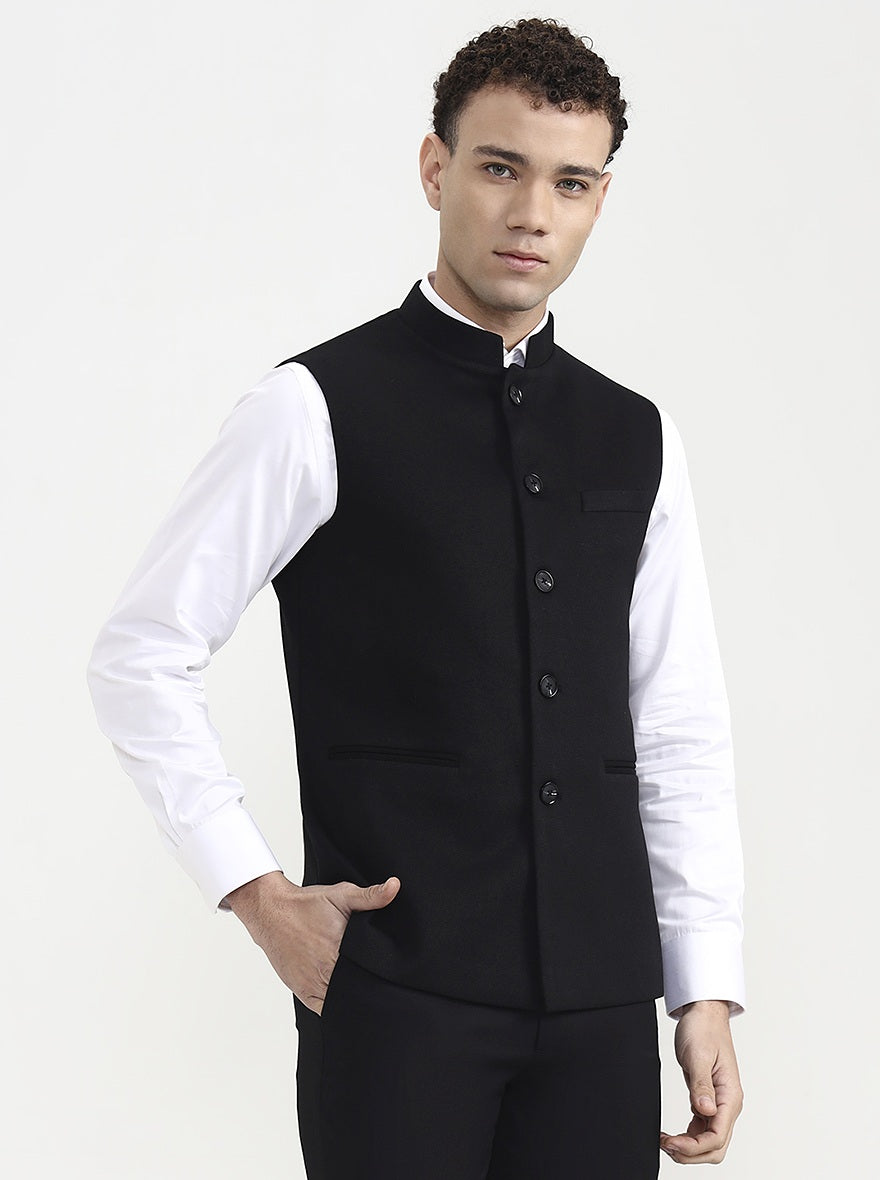Black Solid Waistcoat | Wyre
