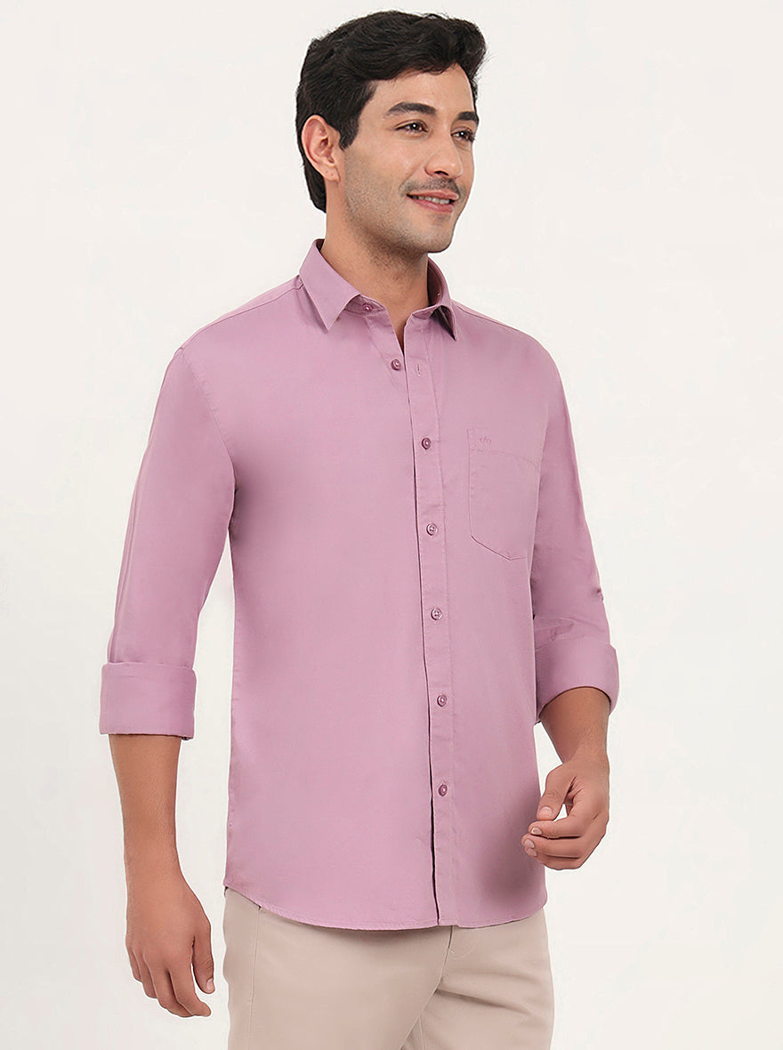 Lavender Solid Slim Fit Semi Casual Shirt | JadeBlue