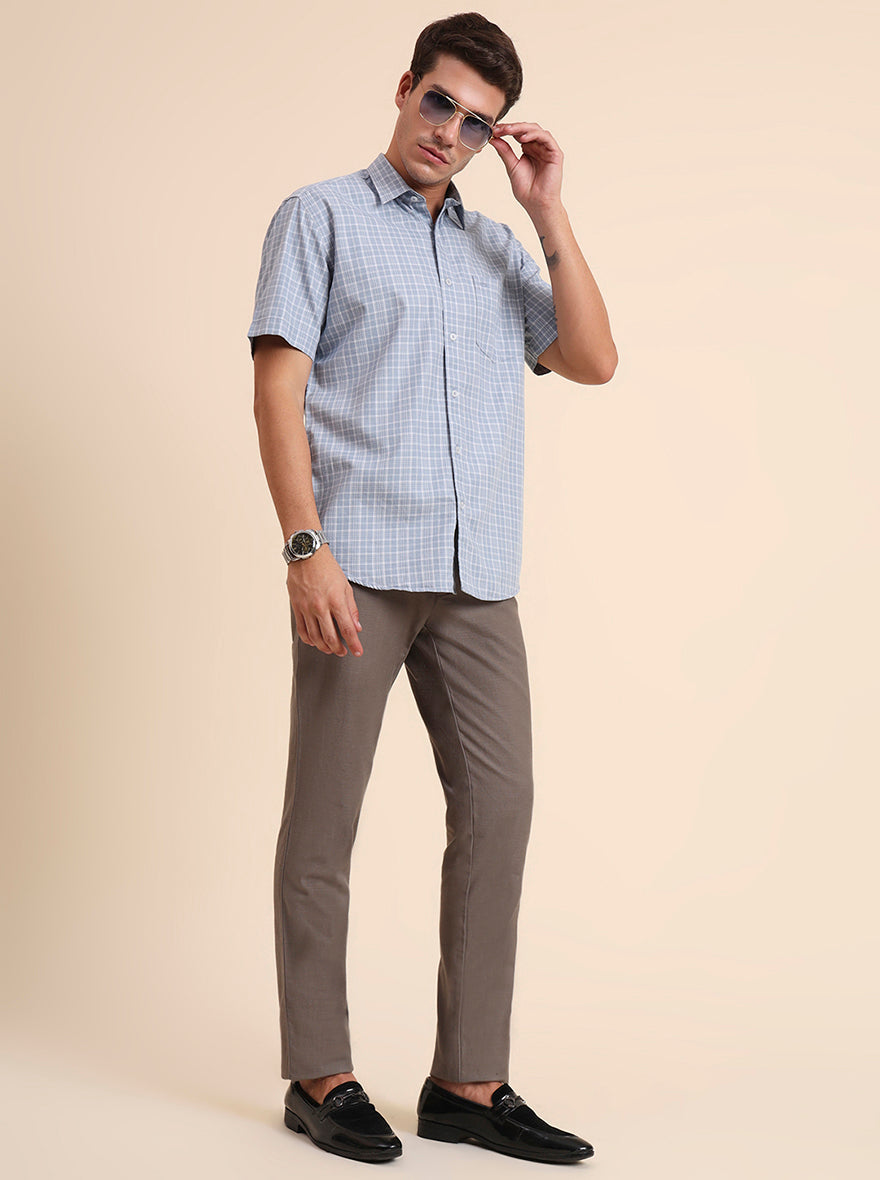 Olive Solid Uno Fit Casual Trouser | JadeBlue