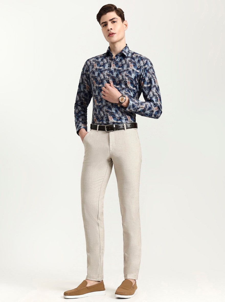 Fawn Checked Slim Fit Club Wear Trouser | Wyre