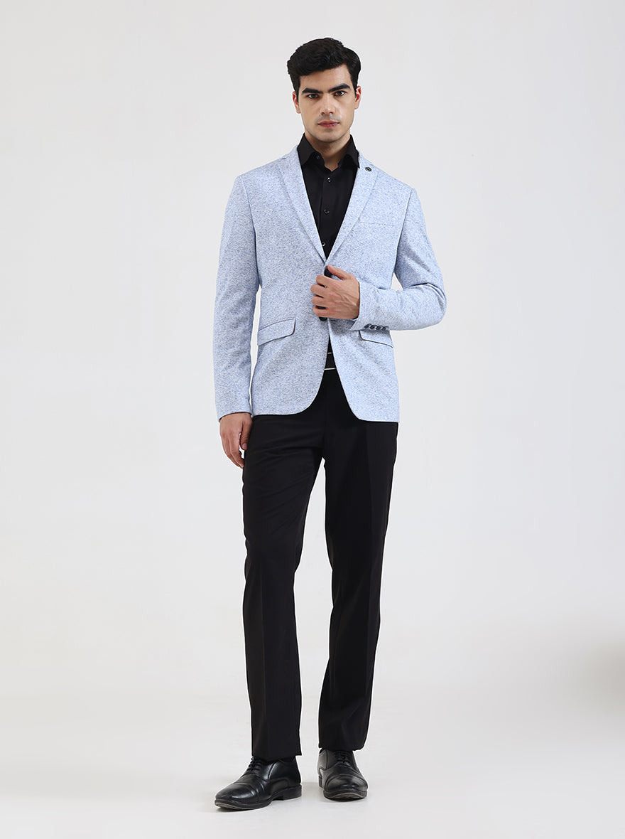 Sky Blue Solid Regular Fit Blazer | JB Studio