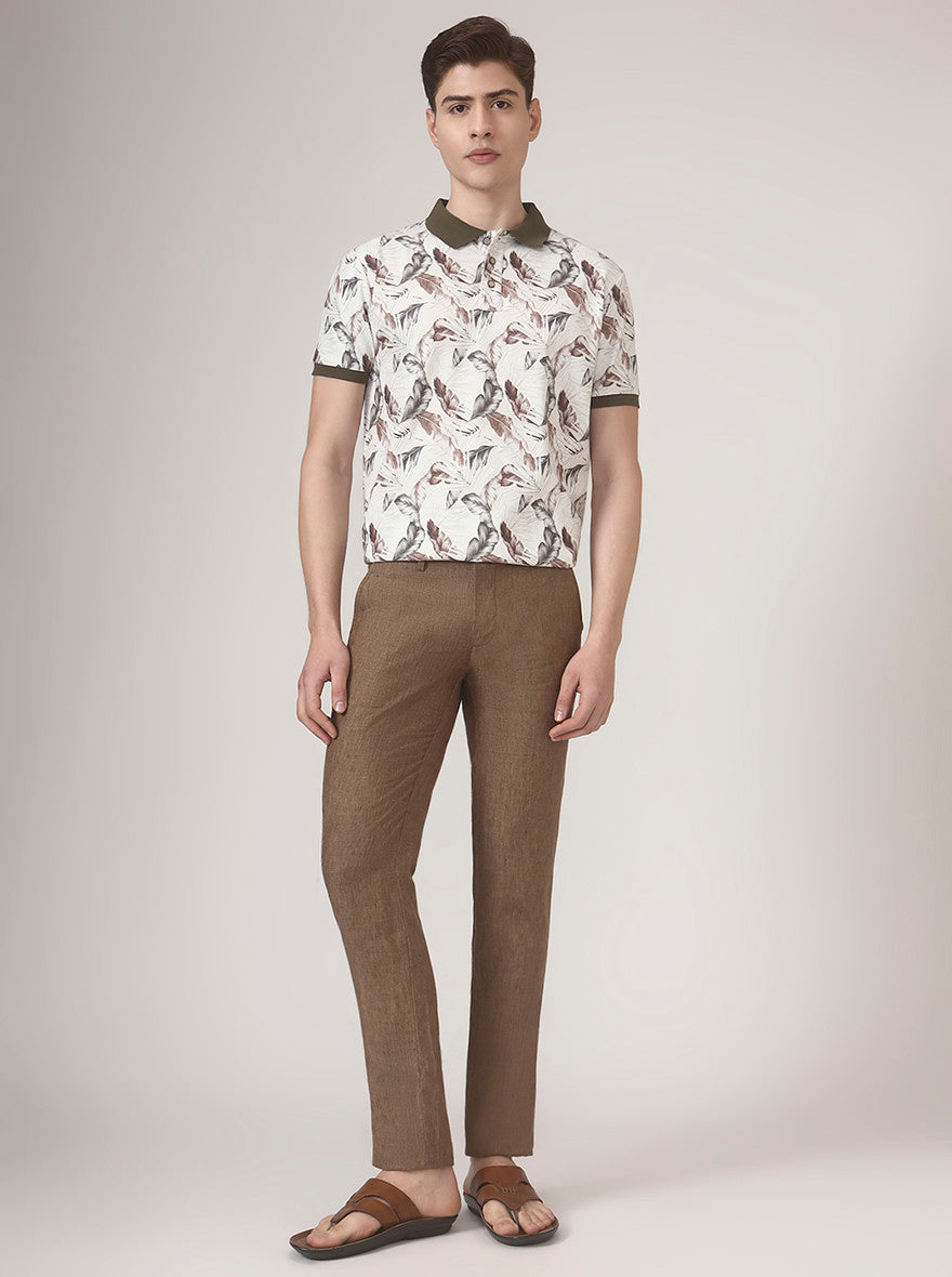 Brown Solid Uno Fit Casual Trouser | JadeBlue