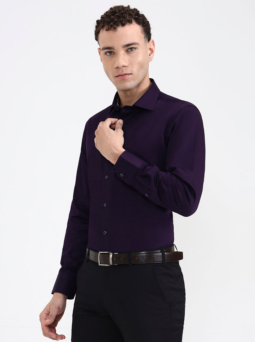 Purple Solid Slim Fit Party Wear Shirt | JB X JB