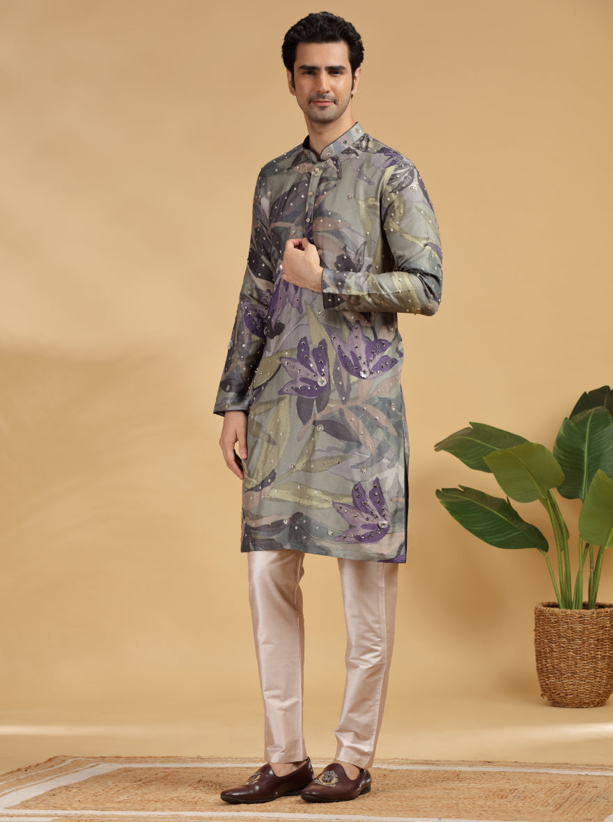 Olive Embroidered Kurta Pajama | TULA