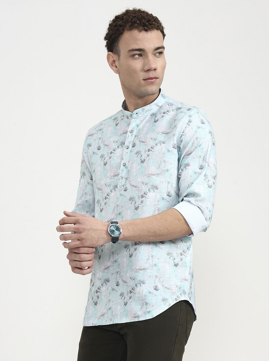 Green Printed Slim Fit Party Wear Kurta | Wyre