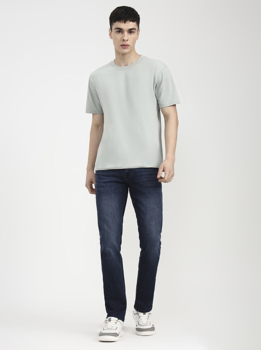 Deep Indigo Blue Solid Straight Fit Jeans | JadeBlue