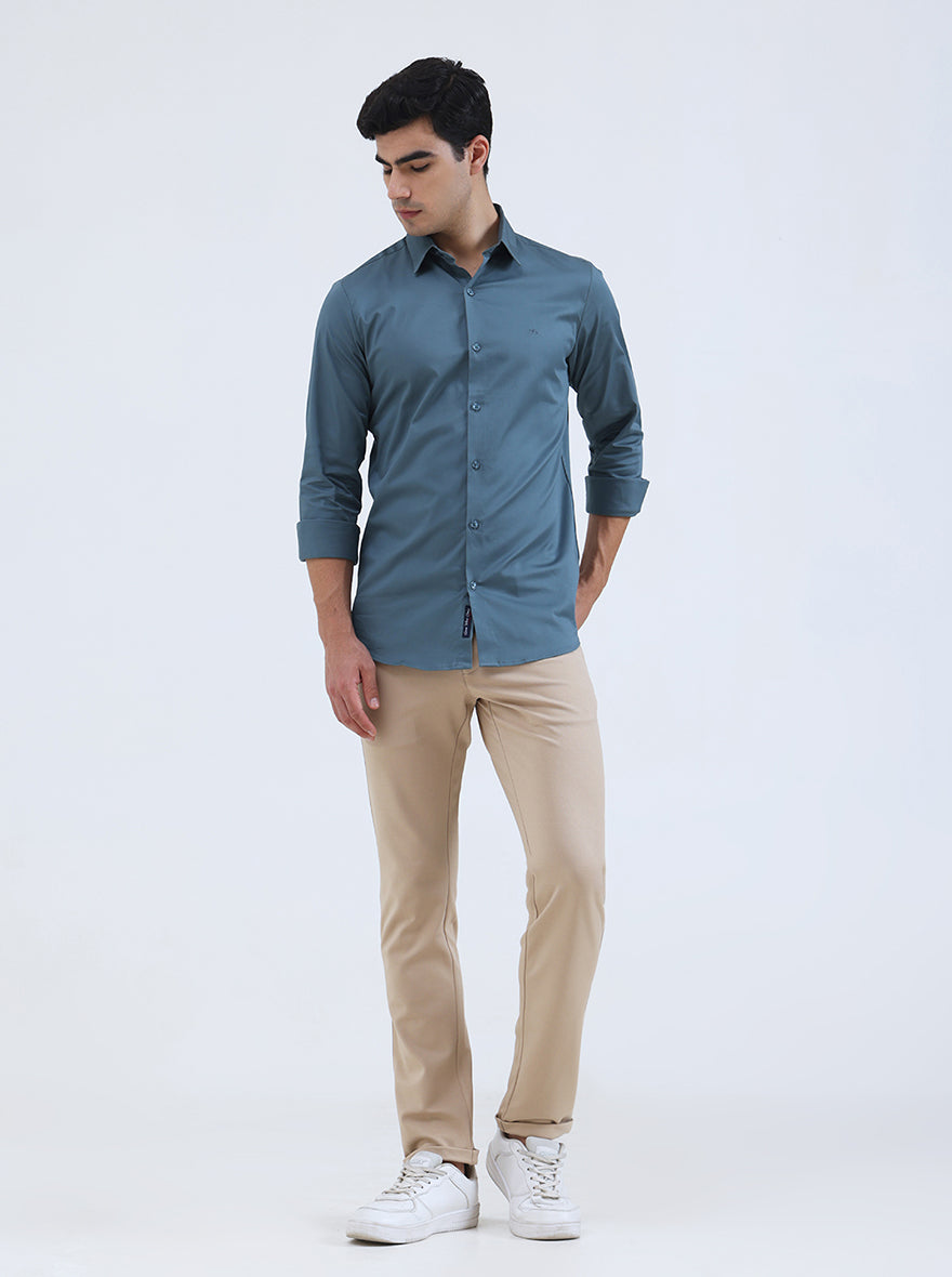 Fawn Solid Slim Fit Club Wear Trouser | Greenfibre