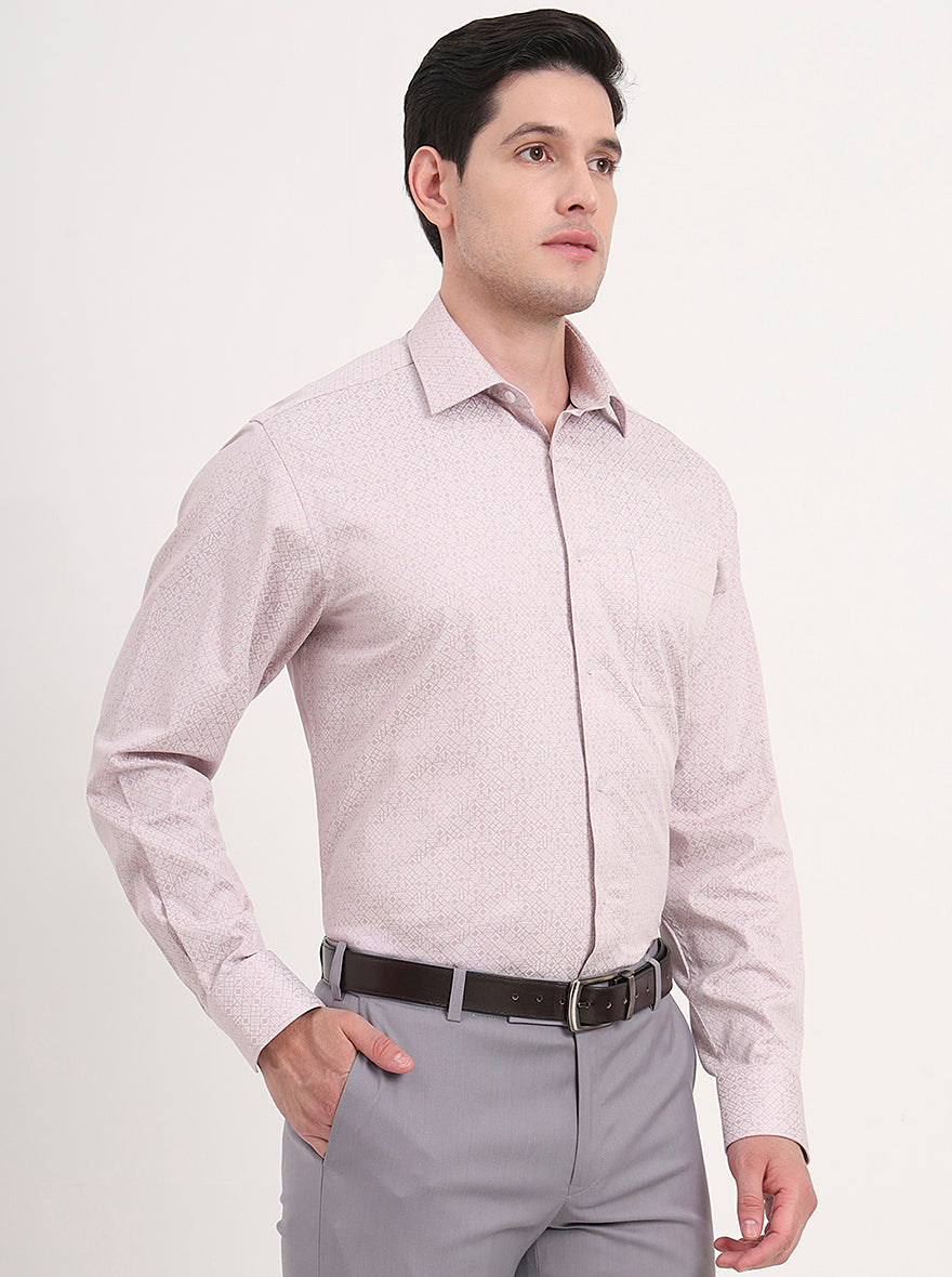 Dusty Pink Printed Regular Fit Formal Shirt | JadeBlue
