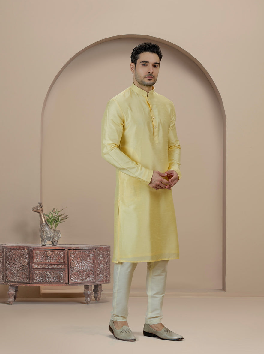 Mustard Solid Kurta Pajama | TULA