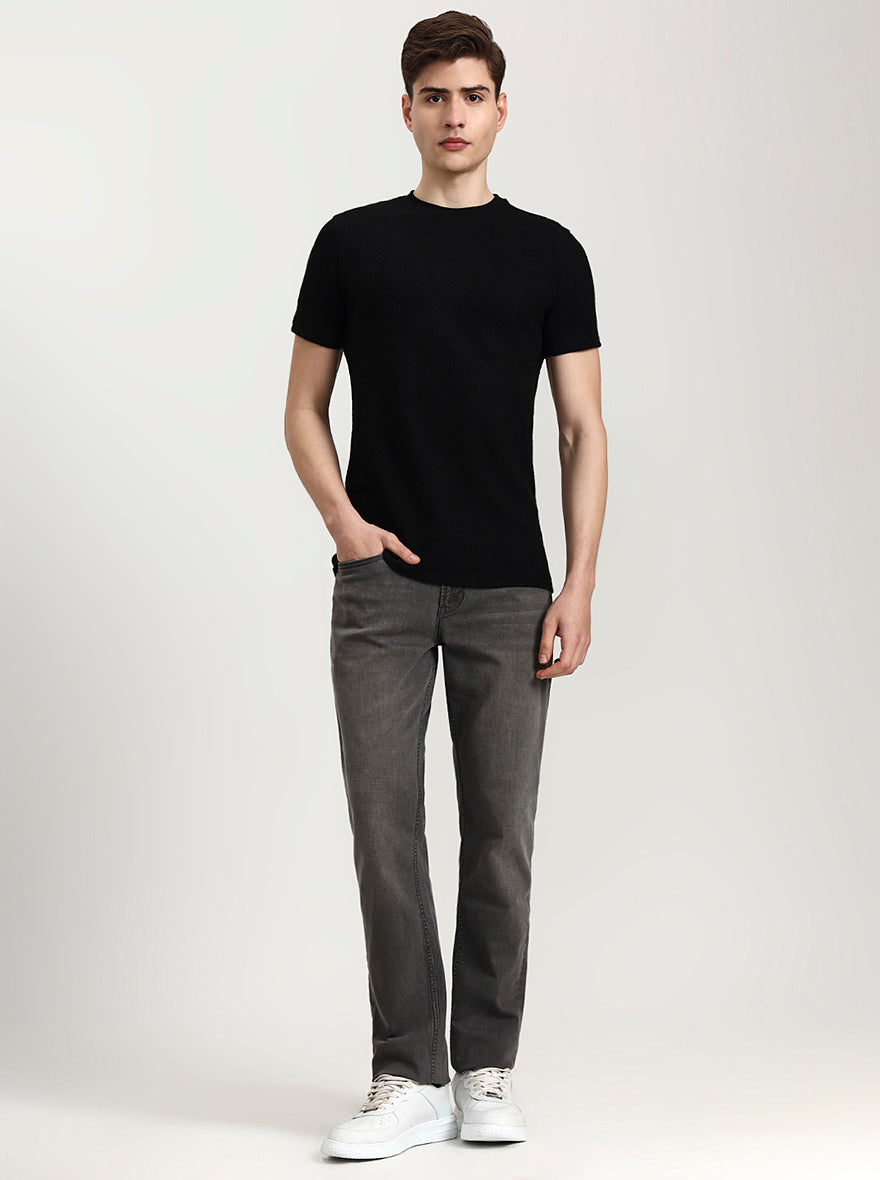 Light Grey Washed Straight Fit Jeans | JadeBlue