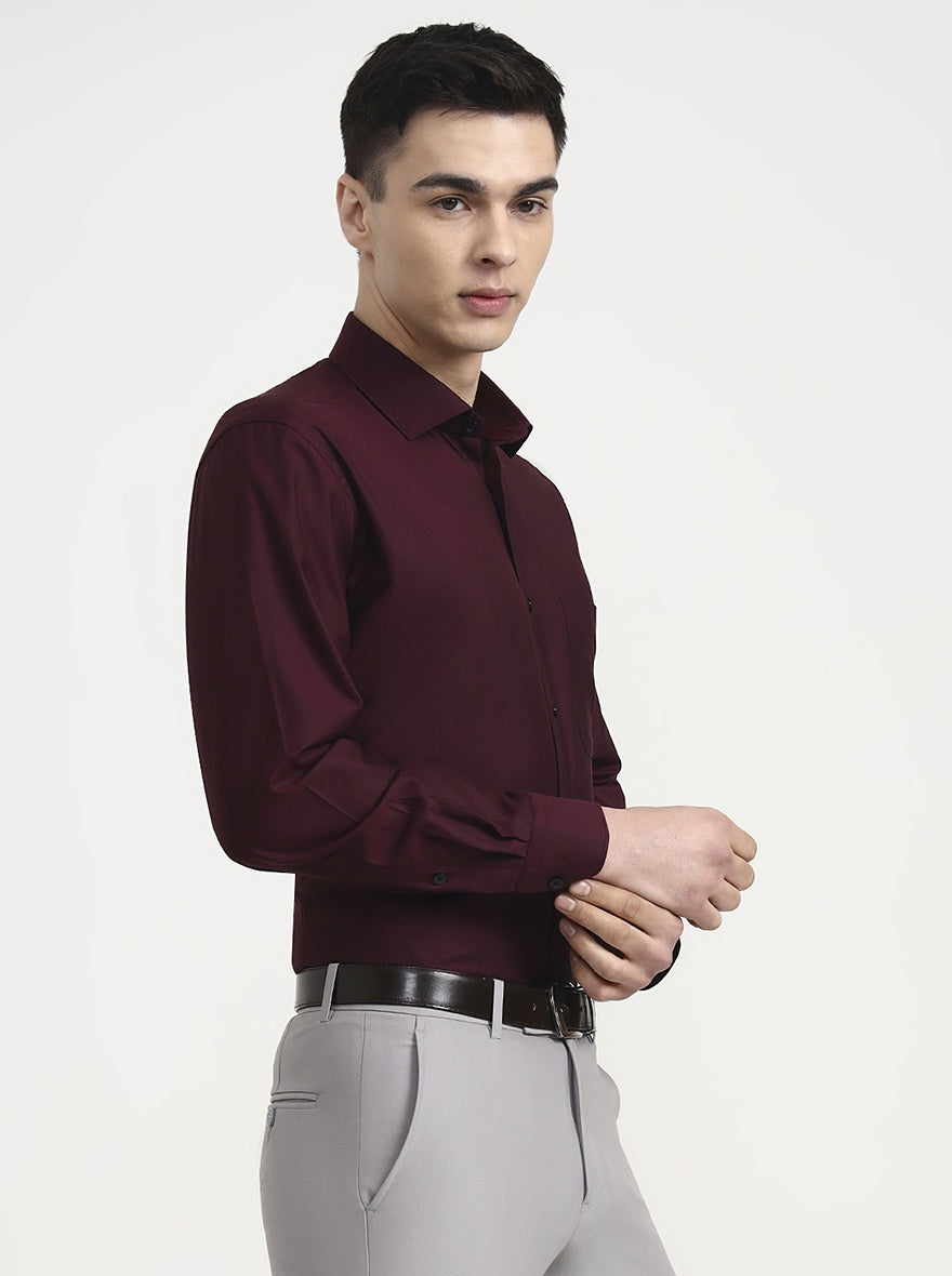 Maroon Solid Regular Fit Formal Shirt | Metal