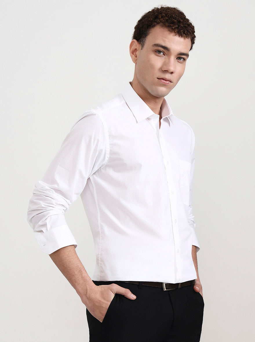 White Solid Regular Fit Formal Shirt | JadeBlue