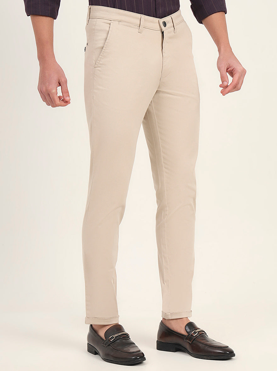 Khaki Solid Neo Fit Casual Trouser | Greenfibre