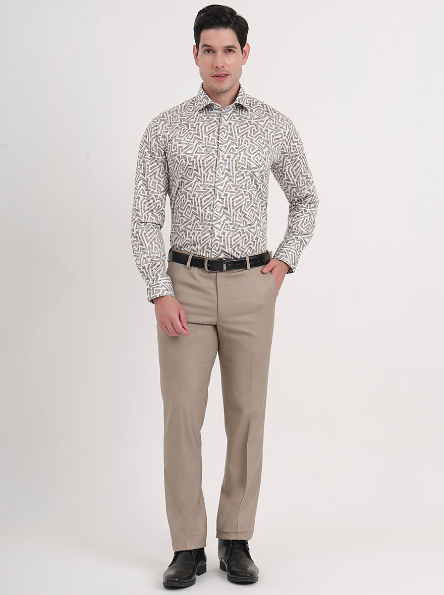Fawn Solid Slim Fit Formal Trouser | JB Studio
