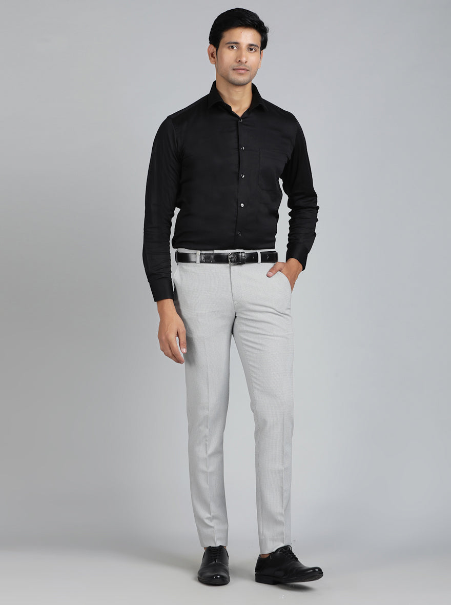 Light Grey Solid Super Slim Fit Formal Trouser | JB Studio