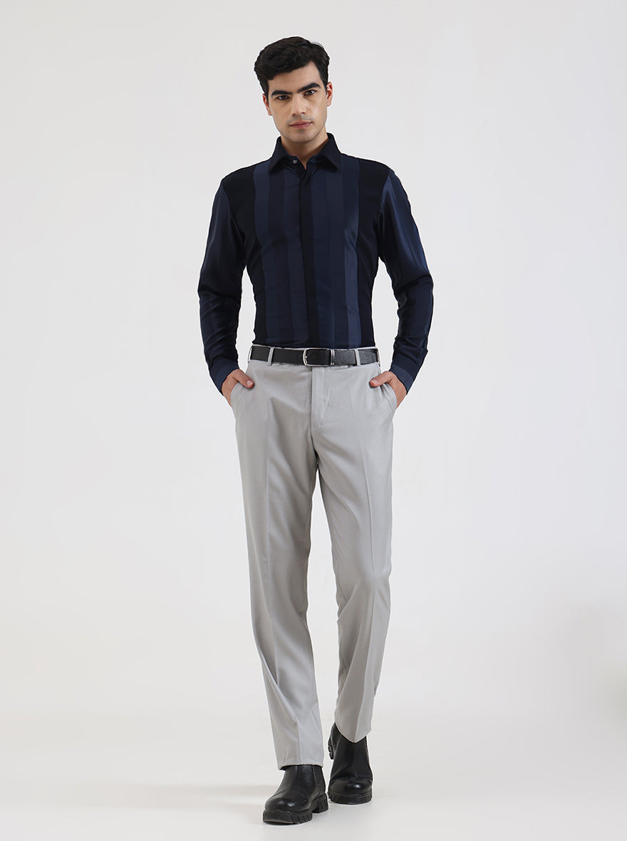 Blue Striped Regular Fit Party Wear Shirt | Wyre