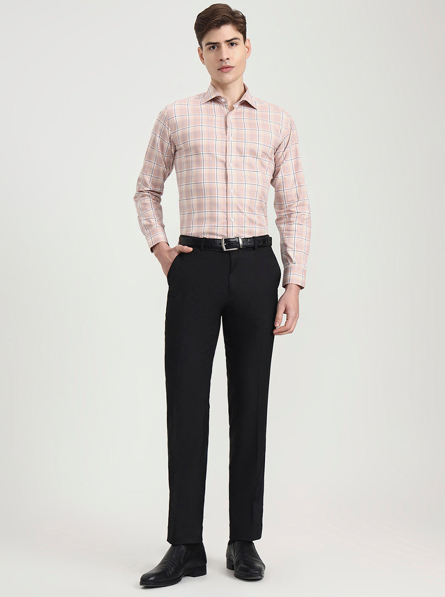 Black Solid Slim Fit Formal Trouser | Greenfibre