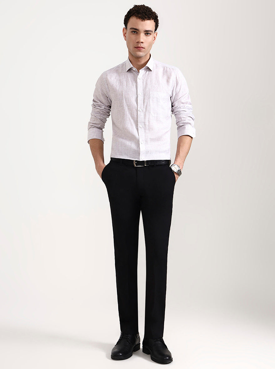Brown Solid Slim Fit Formal Trouser | Greenfibre