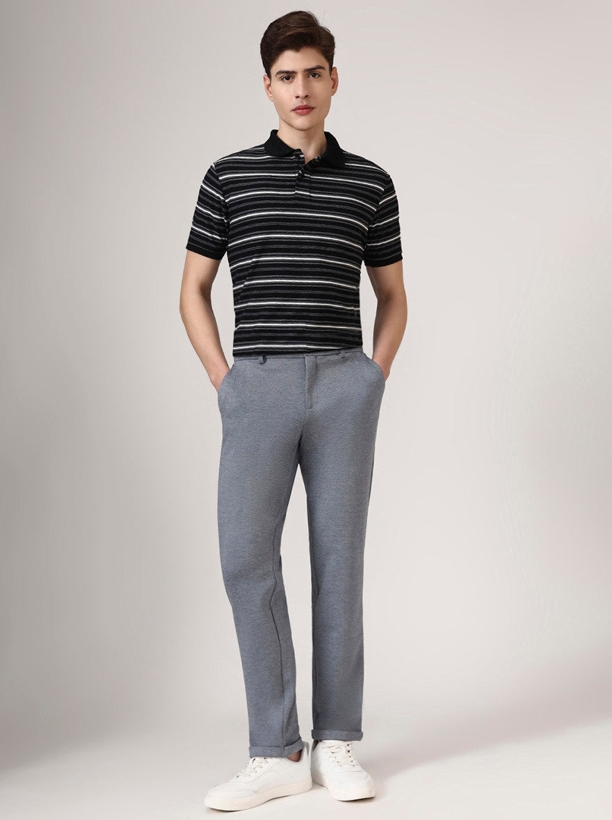 Light Grey Solid Venice Fit Casual Trouser | JadeBlue
