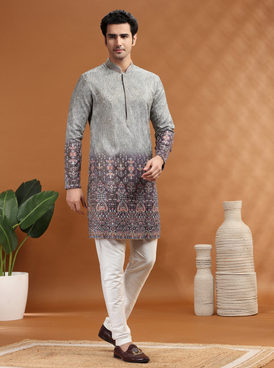 Purple Embroidered Kurta Pajama | TULA