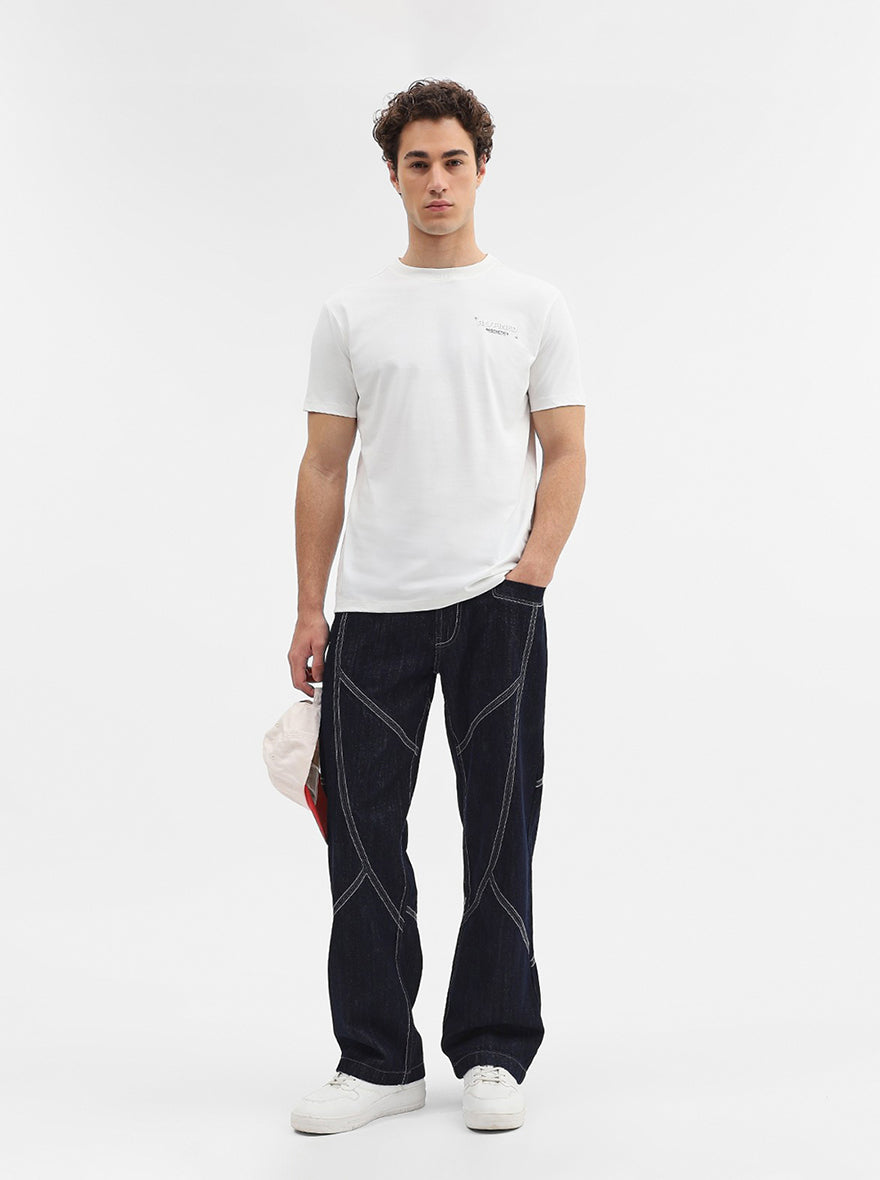 White Printed Slim Fit T-Shirt | JadeBlue