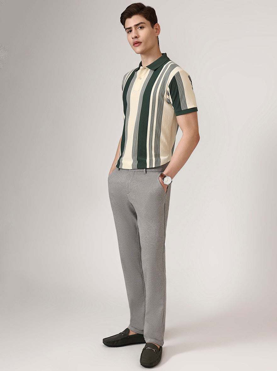 Mouse Grey Solid Venice Fit Casual Trouser | JadeBlue