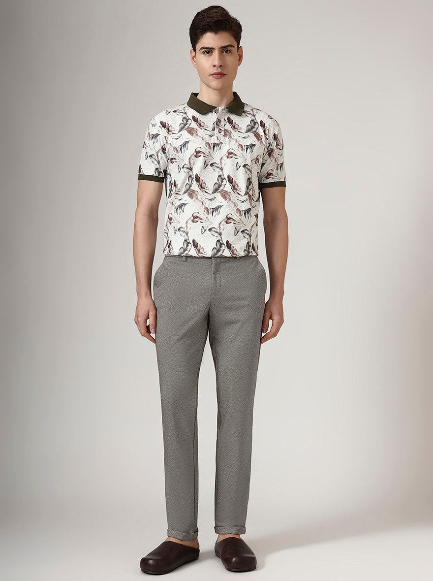 Brown Printed Venice Fit Casual Trouser | JadeBlue