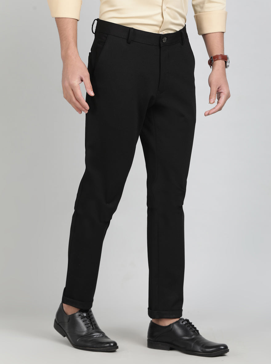 Black Solid Slim Fit Club Wear Trouser | JB Studio