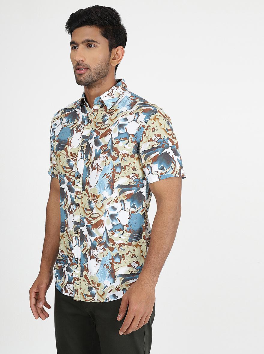 Multicolor Printed Slim Fit Casual Shirt | JadeBlue