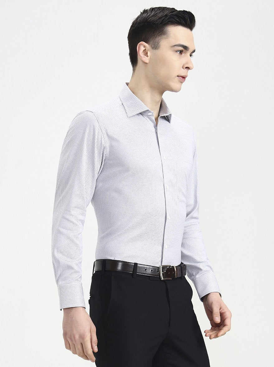 Grey Printed Slim Fit Formal Shirt | JadeBlue Super Luxe