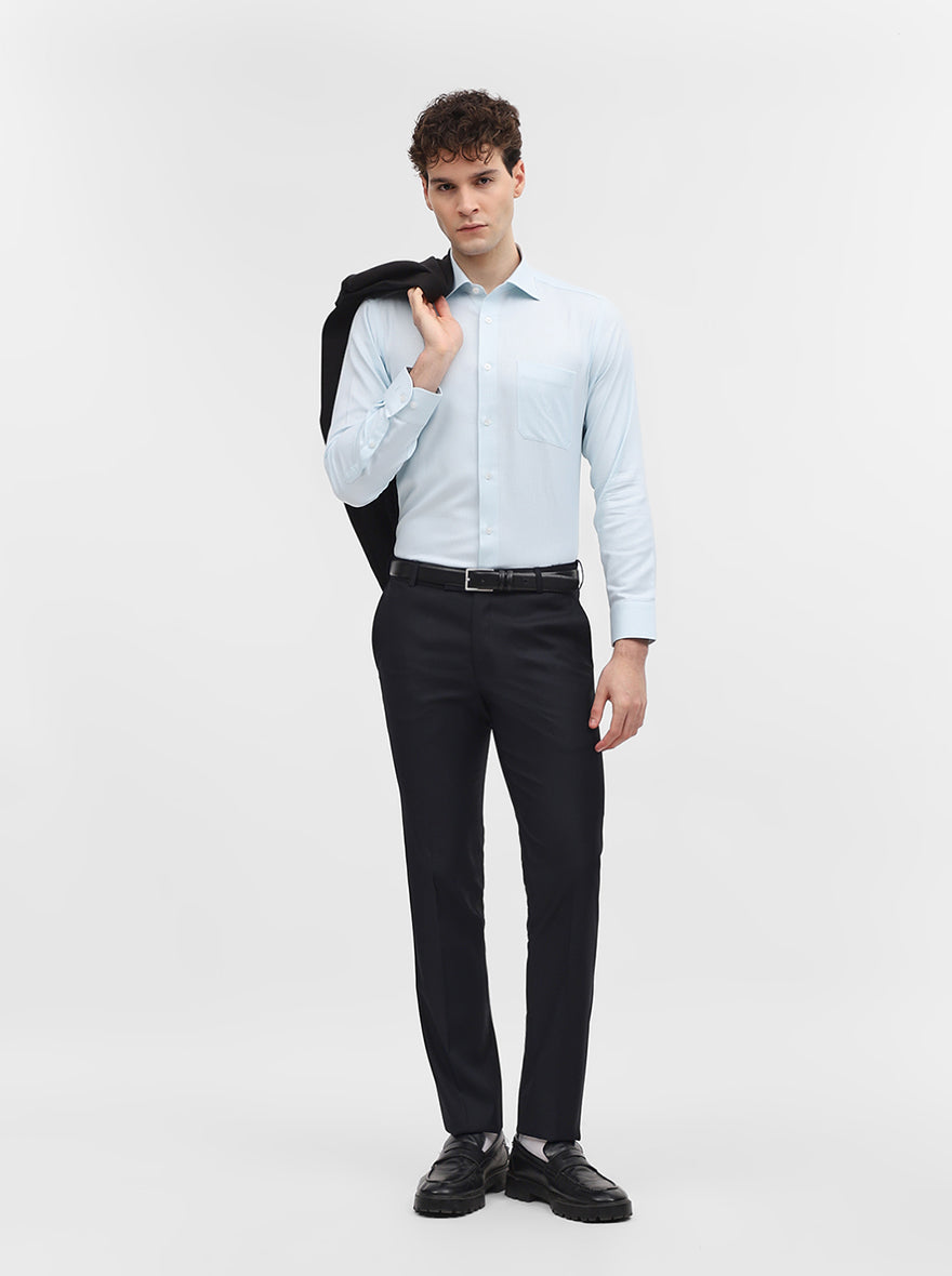 Mint Blue Solid Slim Fit Formal Shirt | Metal