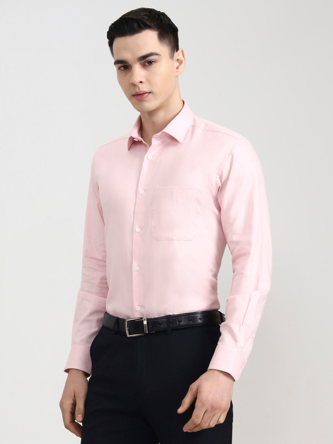 Pink Solid Regular Fit Formal Shirt | JadeBlue