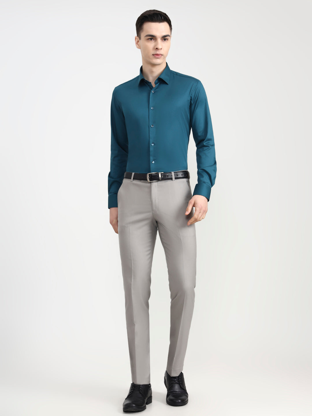 Teal Solid Slim Fit Party Wear Shirt | Wyre