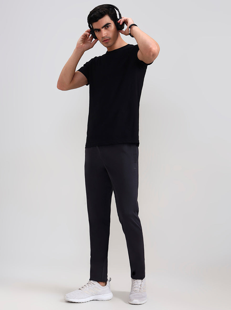Dark Grey Solid Slim Fit Track Pant | JadeBlue