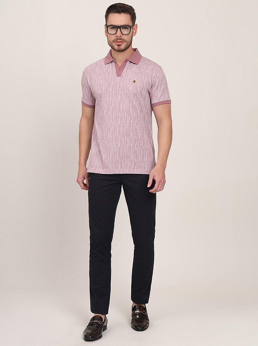 Beige Printed Slim Fit Polo T-Shirt | JadeBlue