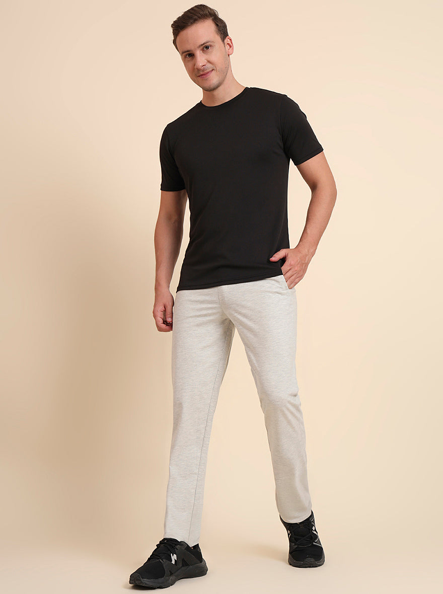 Ecru Solid Regular Fit Track Pant | JadeBlue