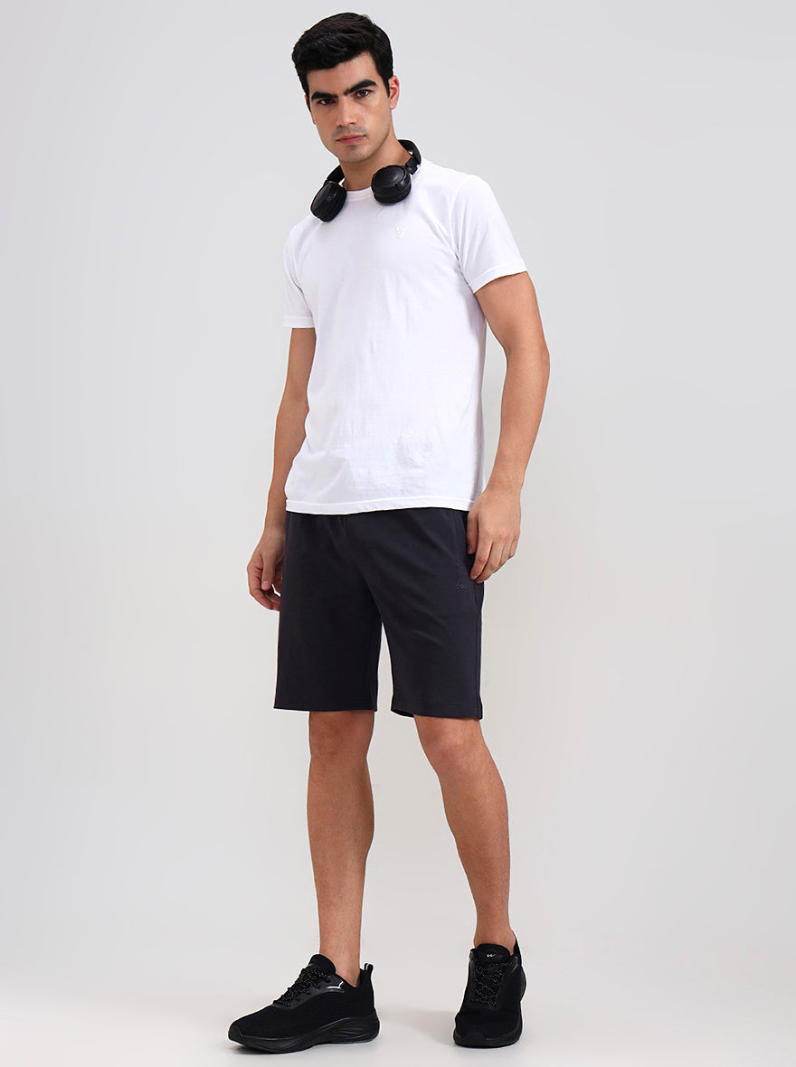 Dark Grey Solid Slim Fit Shorts | JadeBlue