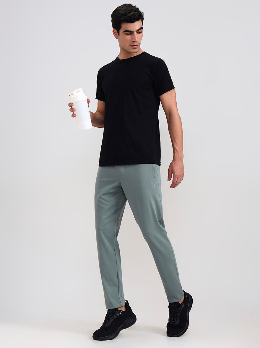 Sea Green Solid Slim Fit Track Pant | JadeBlue